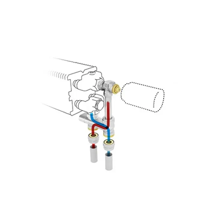 Jaga - Aansluitset 182 met Jaga Deco Thermostaatkop Zilver (AS) - 2 Pijps - 16/2 - Naar vloer Jaga - Aansluitset 182 met Jaga Deco Thermostaatkop Zilver (AS) - 2 Pijps - 16/2 - Naar vloer
